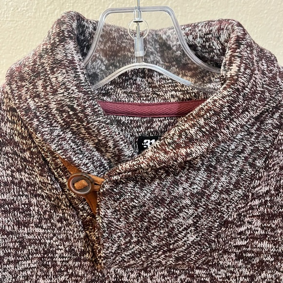 Le 31 Par Simons V Neck Turtleneck Sweater Men’s Size M 100% Polyester Maroon - Picture 10 of 16